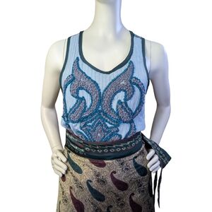 Anthropologie Dolan Boho Textured Appliqué Tank | Size Medium